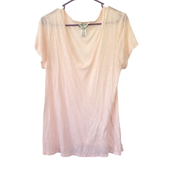 Hard Tail Pink Slub Pima Cotton Modal V-Neck T-Shirt Size Large - Picture 1 of 6